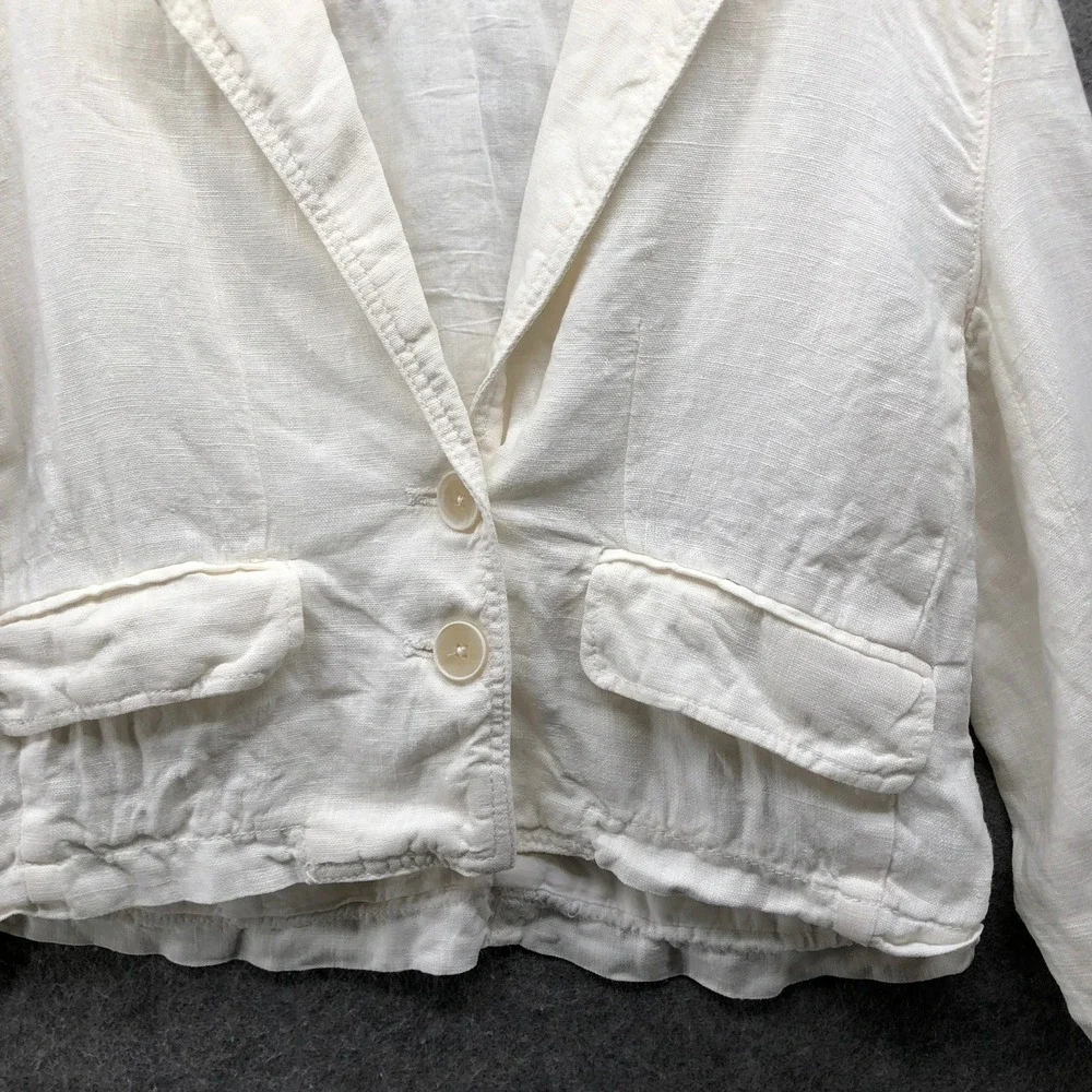 Zara Kids Linen Blazer Size 6-7 White Lightweight Casual Summer Jacket